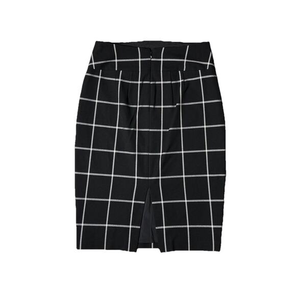 Express Career Grid Print Pencil Skirt 6 Black White Check Business Work Short - Picture 3 of 5